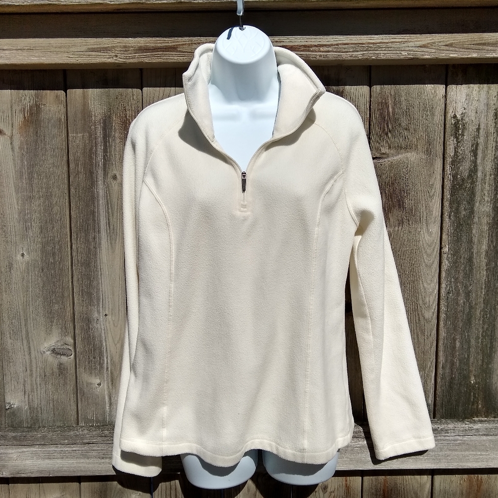 EUC Lands End Cream Fleece 3/4 Zip Sz M